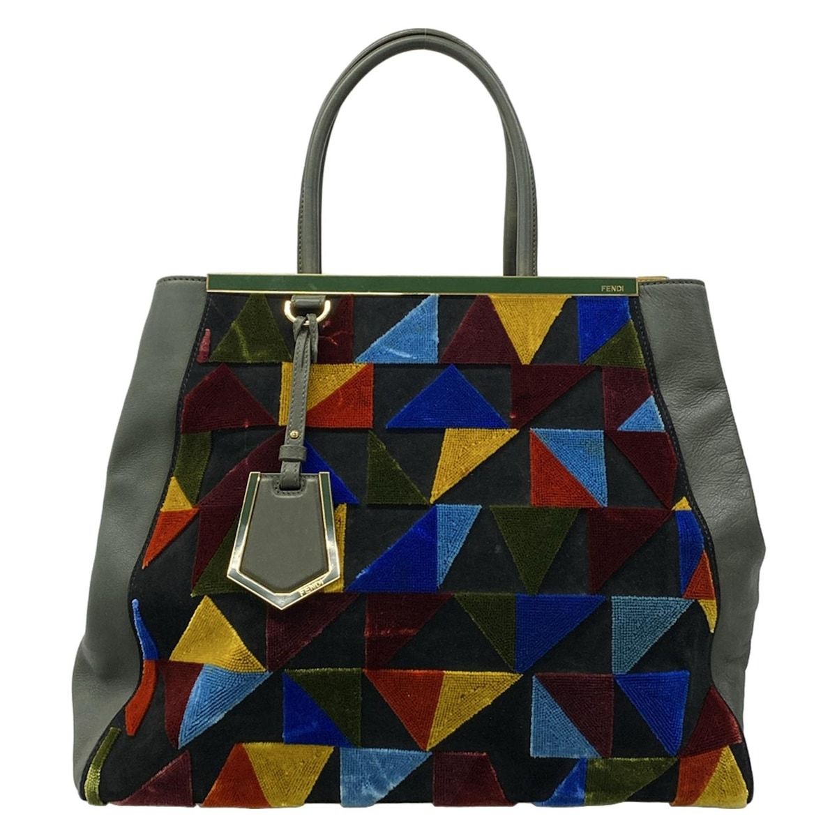 Fendi Tote Toujours Dark Green Yellow Multi Leather