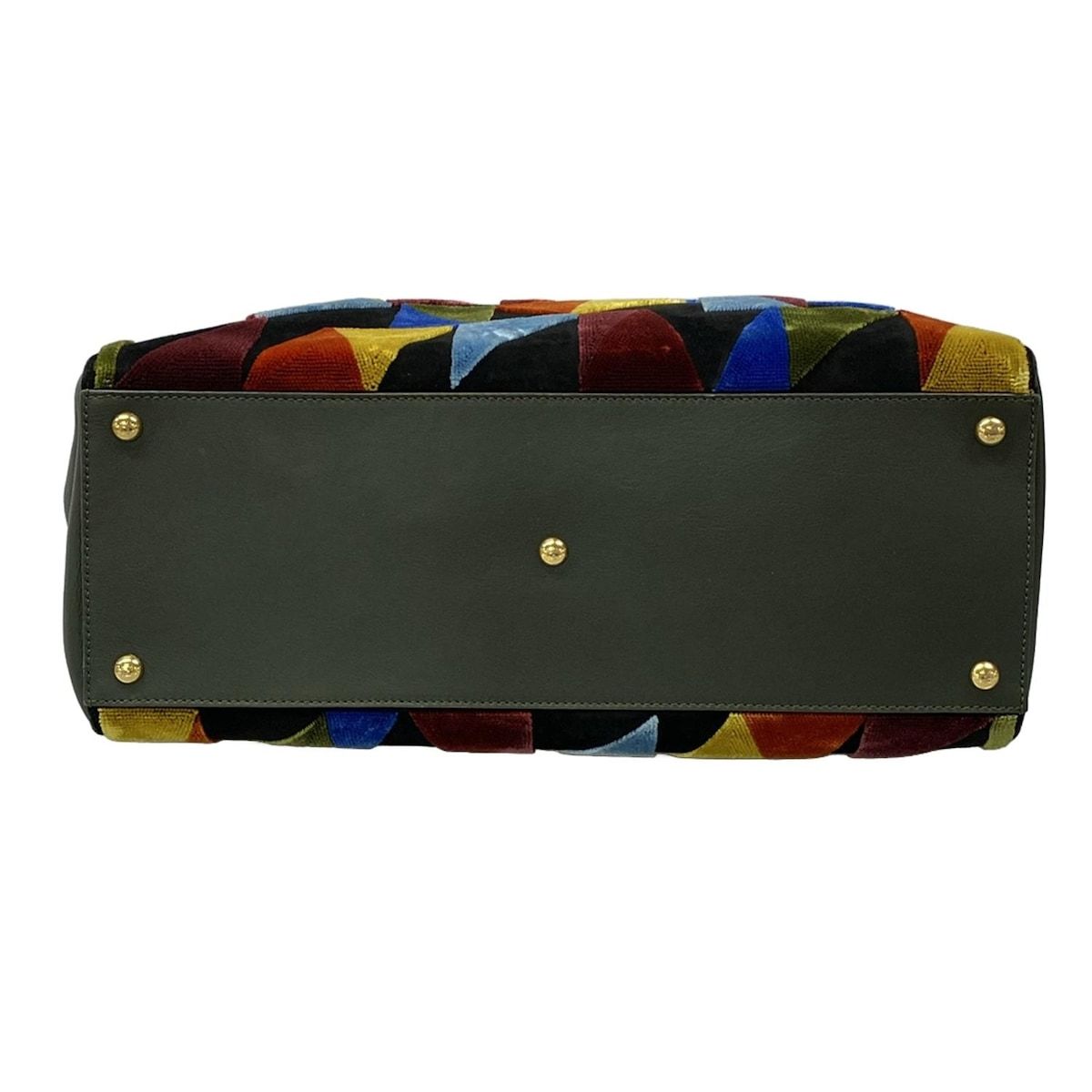 Fendi Tote Toujours Dark Green Yellow Multi Leather — view 5