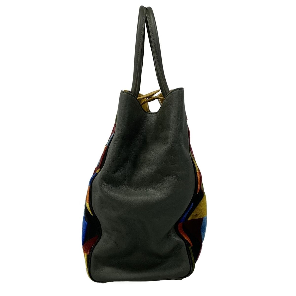 Fendi Tote Toujours Dark Green Yellow Multi Leather — view 4