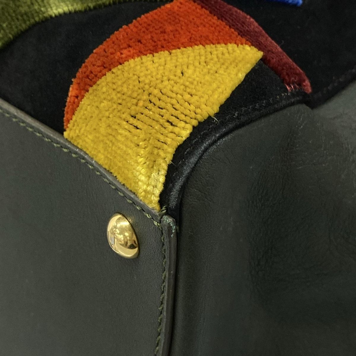 Fendi Tote Toujours Dark Green Yellow Multi Leather — view 6