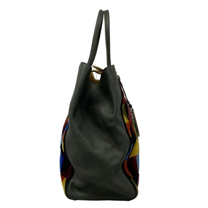 Fendi Tote Toujours Dark Green Yellow Multi Leather — view 2
