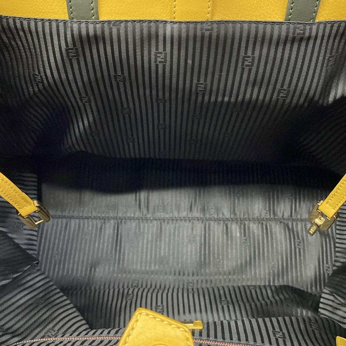 Fendi Tote Toujours Dark Green Yellow Multi Leather — view 7