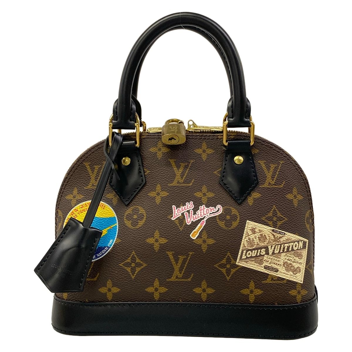 Louis Vuitton Handbag Monogram Alma BB Canvas Black My LV World Tour Leather