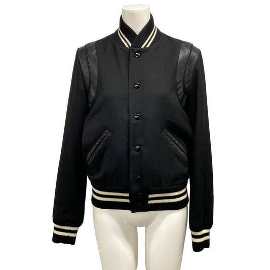 Saint Laurent Paris Jacket Black Ivory Teddy Wool 36