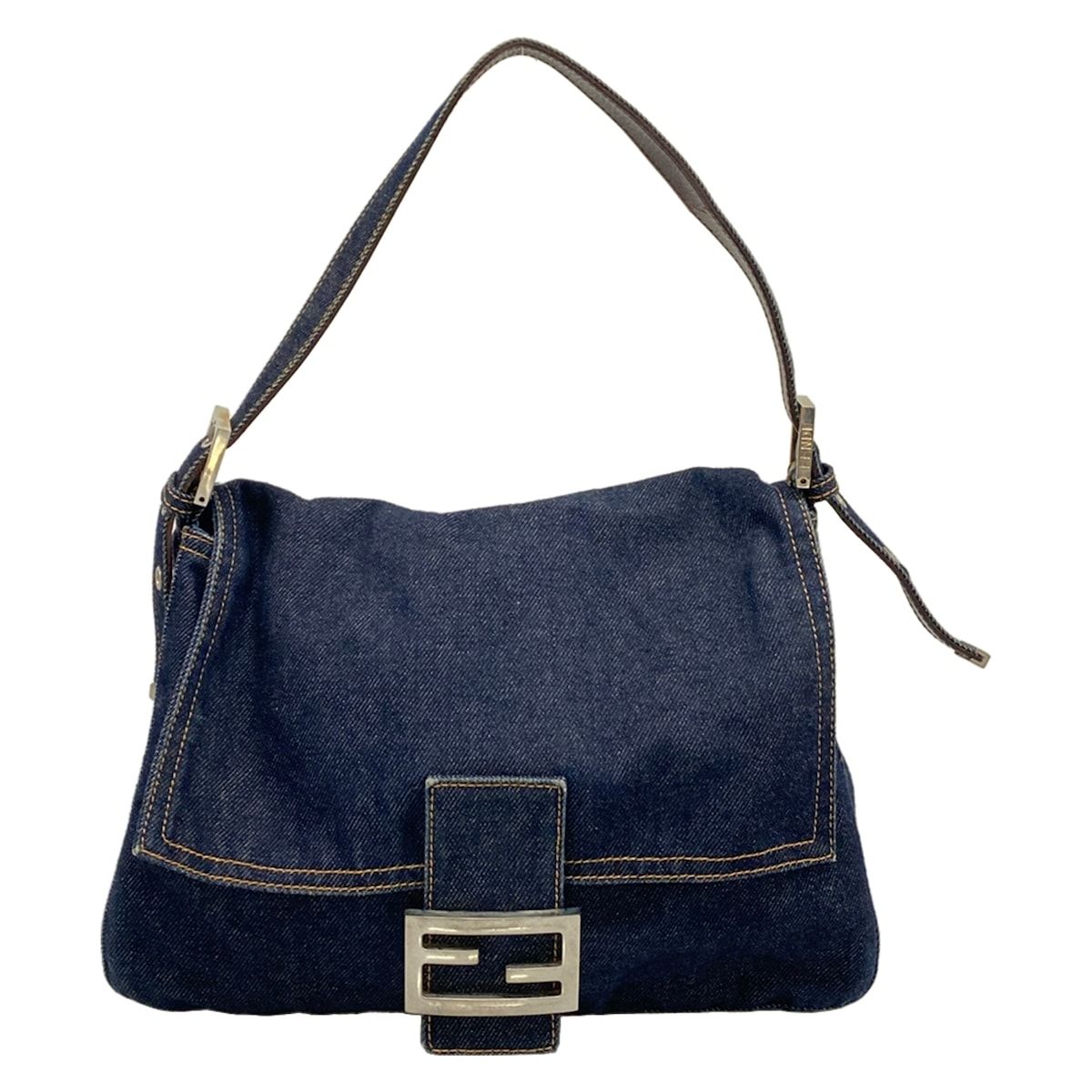 Fendi Handbag Mamma Bucket Blue Leather