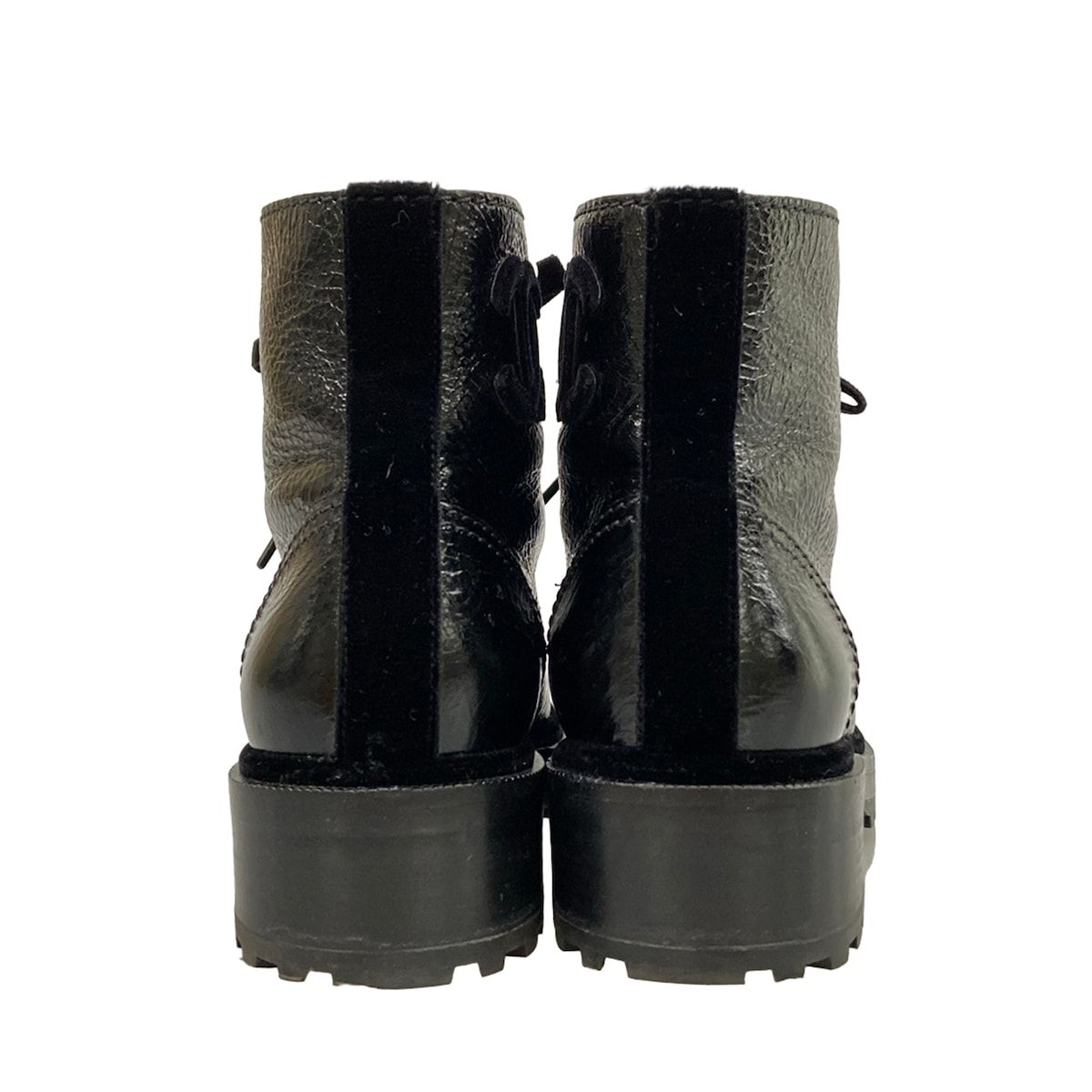 Chanel Short Boots Black Faux Pearl Lace-up Leather — view 6