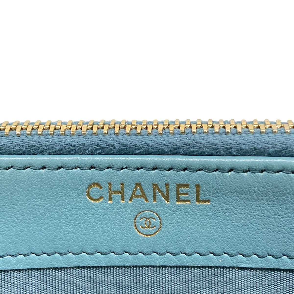 Chanel Wallet Deauville Line Light Blue Chain Gold Shoulder Bag — view 5
