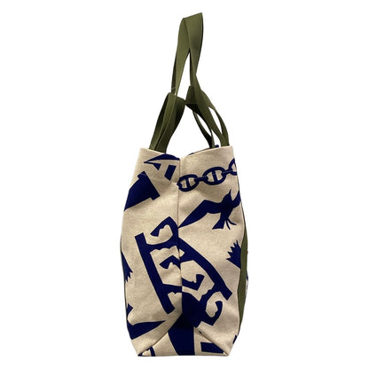 Hermes Tote Pict de Plage Ivory Navy Orange Beach 2-Way Cotton — view 2