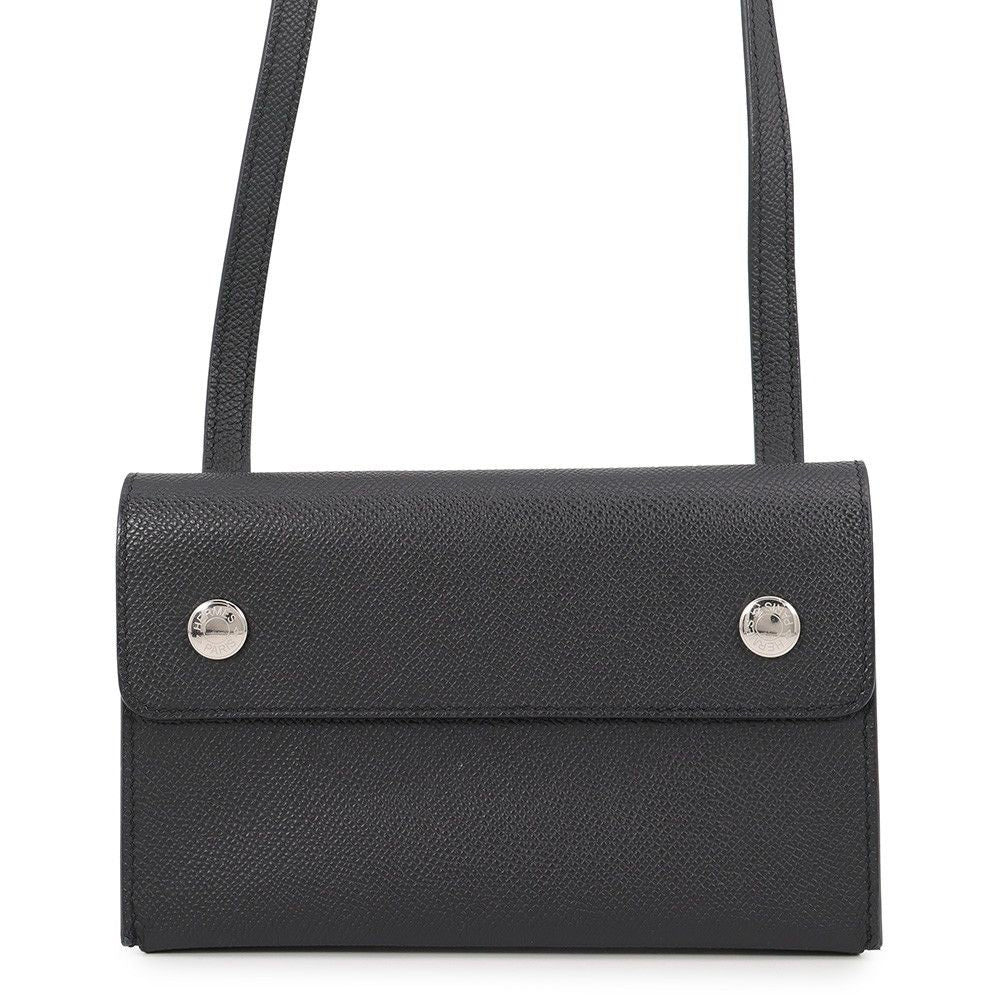 Hermes Wallet on Chain Nappe to Go Black Silver Epsom Shoulder Bag