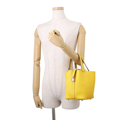 Hermes Handbag Picotin Lock PM Jaune Ambre Silver Taurillon Clemence — view 4