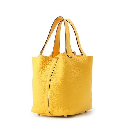 Hermes Handbag Picotin Lock PM Jaune Ambre Silver Taurillon Clemence — view 2