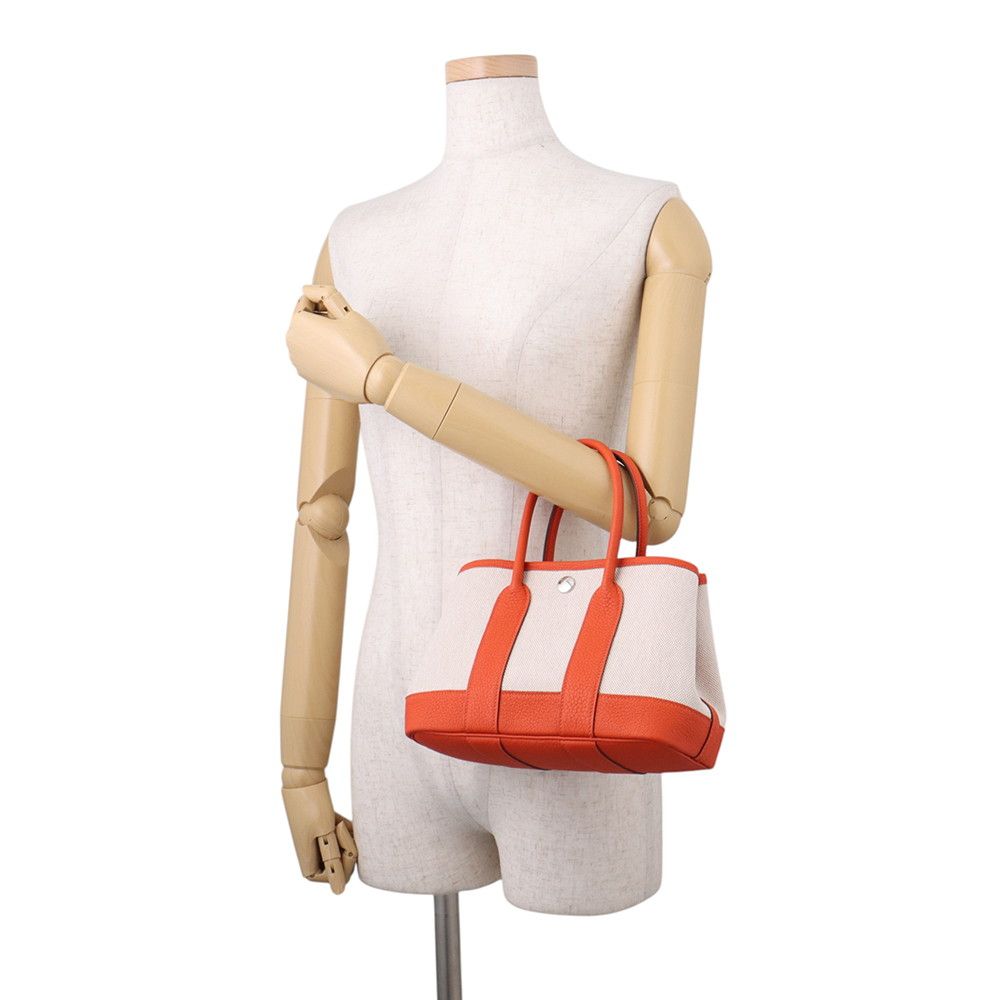 Hermes Tote Neo Garden 23 Party Ecru Capucines Silver Toile — view 4