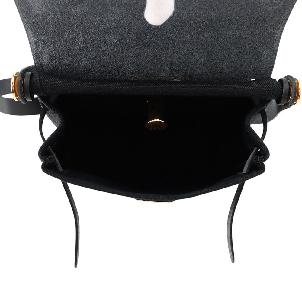 Hermes Shoulder Bag Herbag Zip Mini Black Gold Toile Hunter — view 5