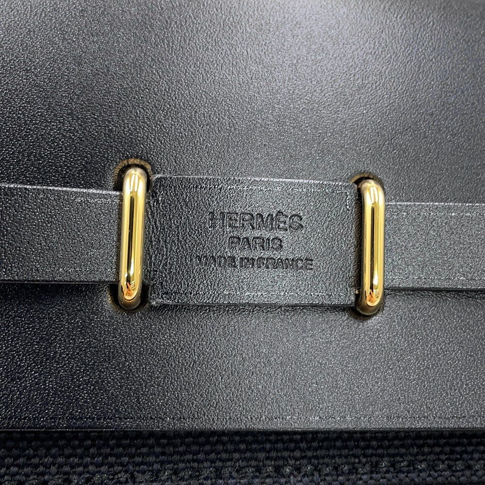 Hermes Shoulder Bag Herbag Zip Mini Black Gold Toile Hunter — view 6