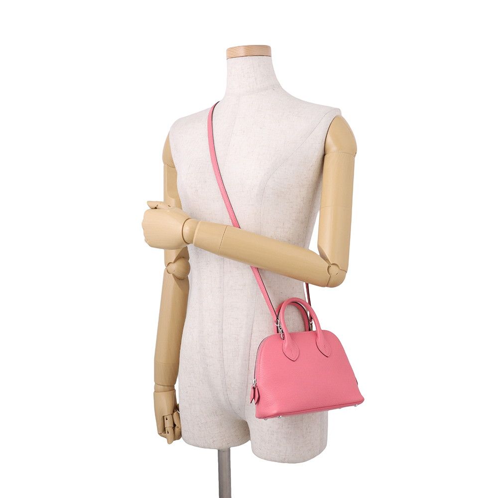 Hermes Bolide 1923 Mini Rose Azalea Silver Chevre Mysore 2-Way Handbag — view 5