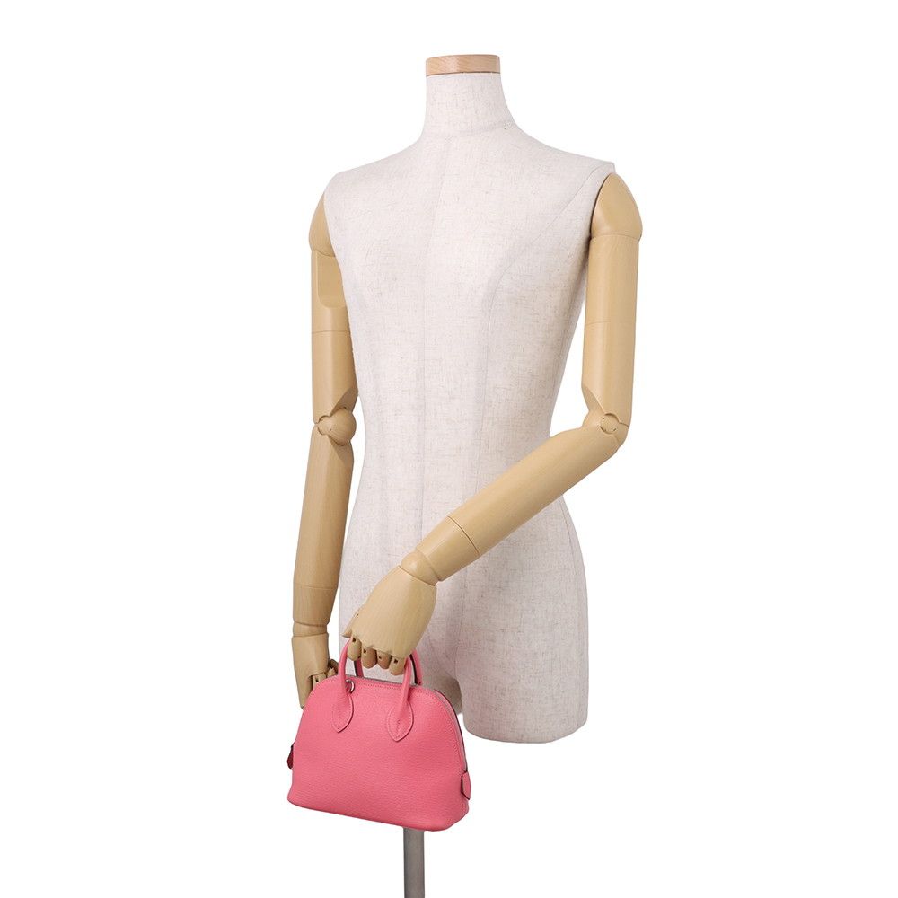 Hermes Bolide 1923 Mini Rose Azalea Silver Chevre Mysore 2-Way Handbag — view 4