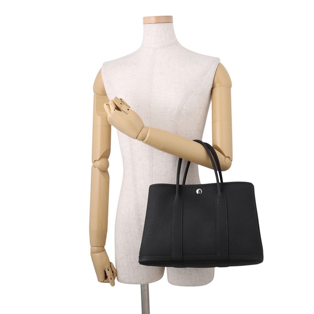 Hermes Tote Garden Party TPM Black Silver Togo — view 4