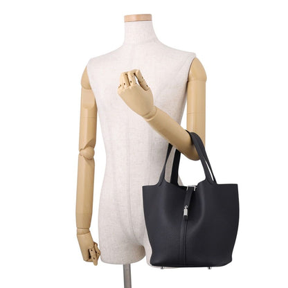 Hermes Handbag Picotin Lock MM Canvas Silver Taurillon Clemence — view 4
