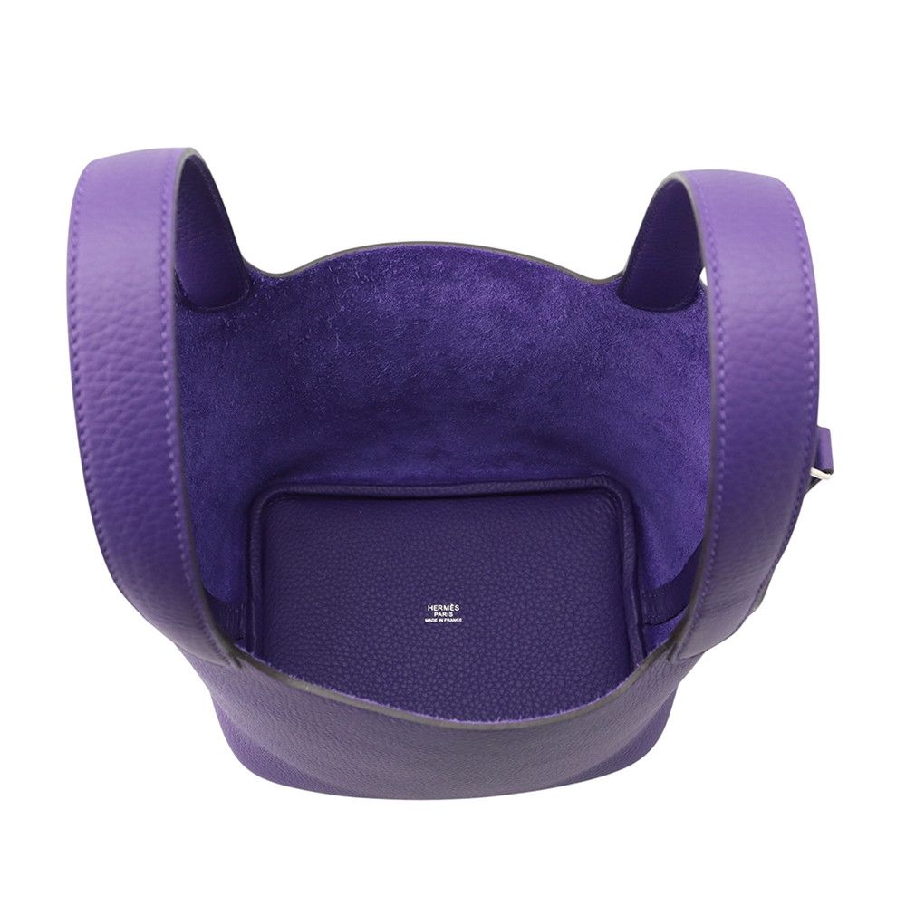 Hermes Handbag Picotin Lock PM Purple Silver Taurillon Clemence — view 5