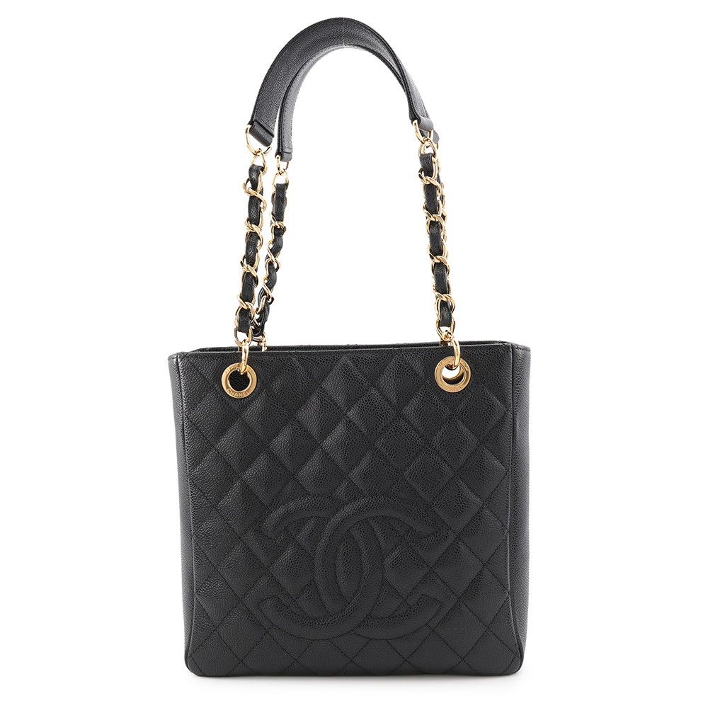 Chanel Tote Quilted CC Logo Black