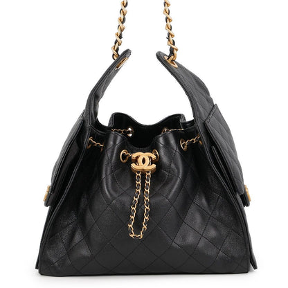 Chanel Chain Shoulder Bag CC Logo 25 Small Caviar Leather Black