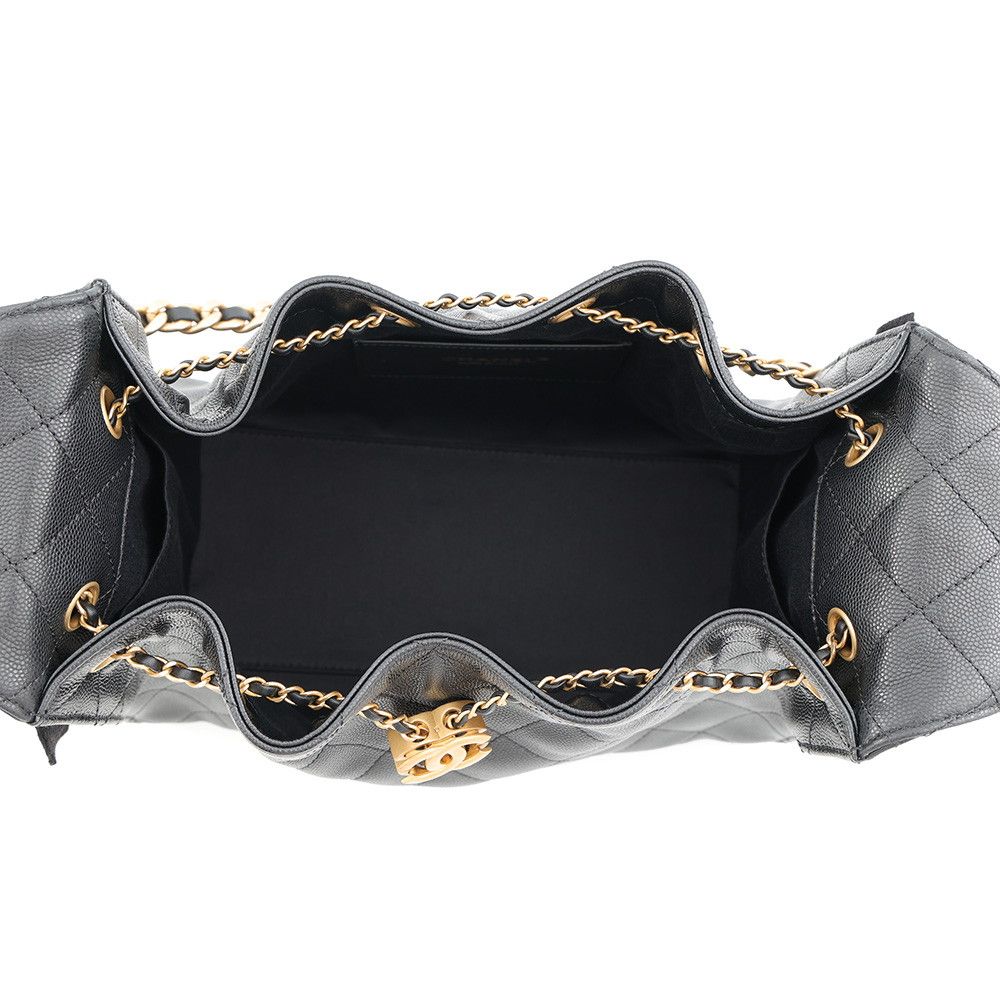 Chanel Chain Shoulder Bag CC Logo 25 Small Caviar Leather Black — view 5