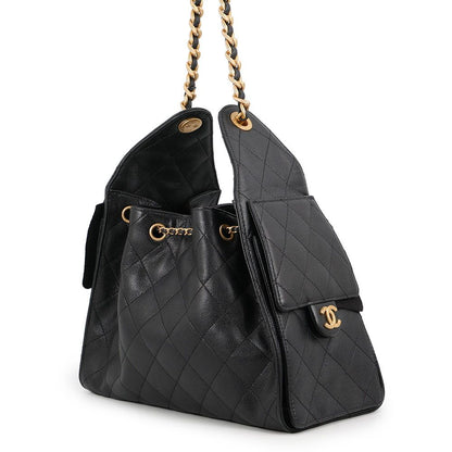 Chanel Chain Shoulder Bag CC Logo 25 Small Caviar Leather Black — view 2