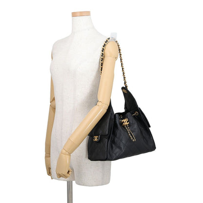 Chanel Chain Shoulder Bag CC Logo 25 Small Caviar Leather Black — view 4