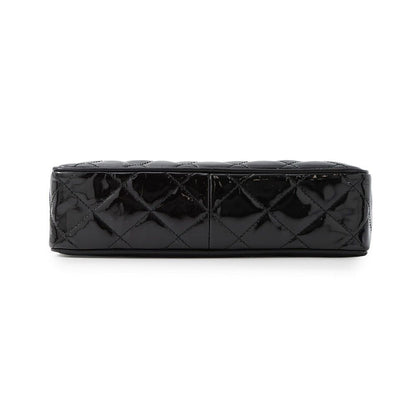 Chanel Chain Shoulder Bag Quilted CC Logo Patent Black — view 3