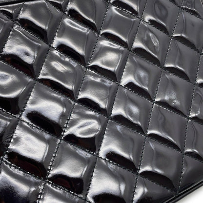 Chanel Chain Shoulder Bag Quilted CC Logo Patent Black — view 6