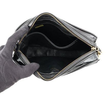 Chanel Chain Shoulder Bag Quilted CC Logo Patent Black — view 5