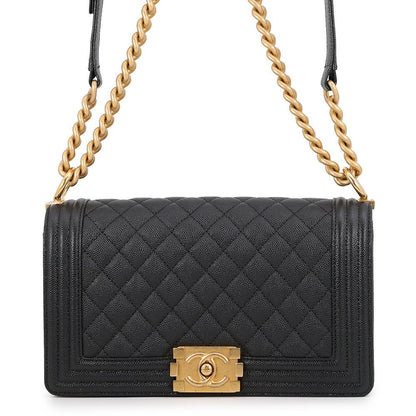 Chanel Chain Shoulder Bag Boy CC Logo Black