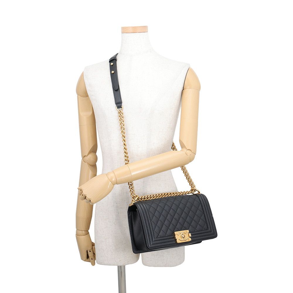 Chanel Chain Shoulder Bag Boy CC Logo Black — view 5