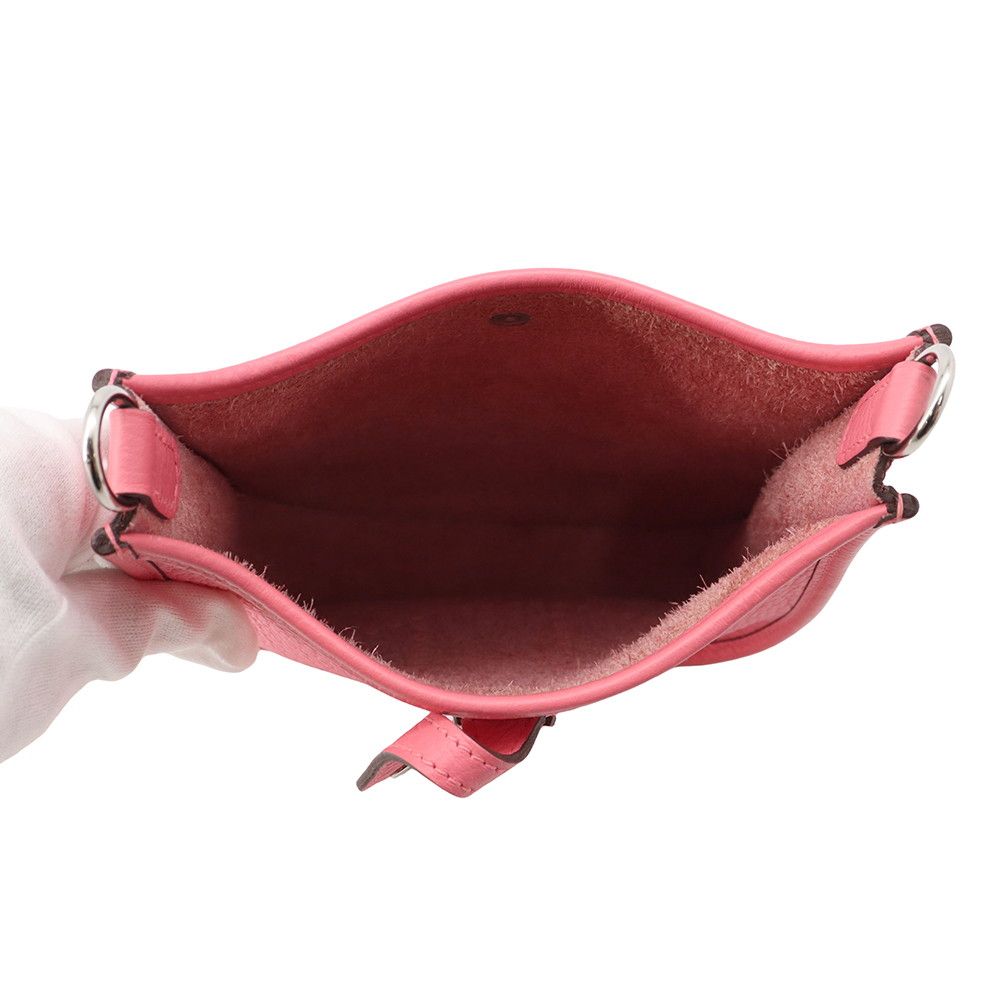 Hermes Shoulder Bag Evelyne TPM 111 Amazon Rose Azalea Rouge Pivoine Silver — view 5