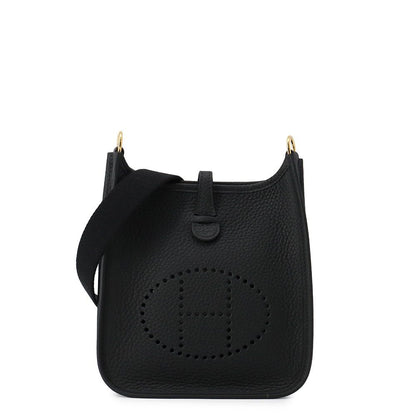 Hermes Shoulder Bag Evelyne TPM 111 Amazon Black Gold Taurillon Clemence