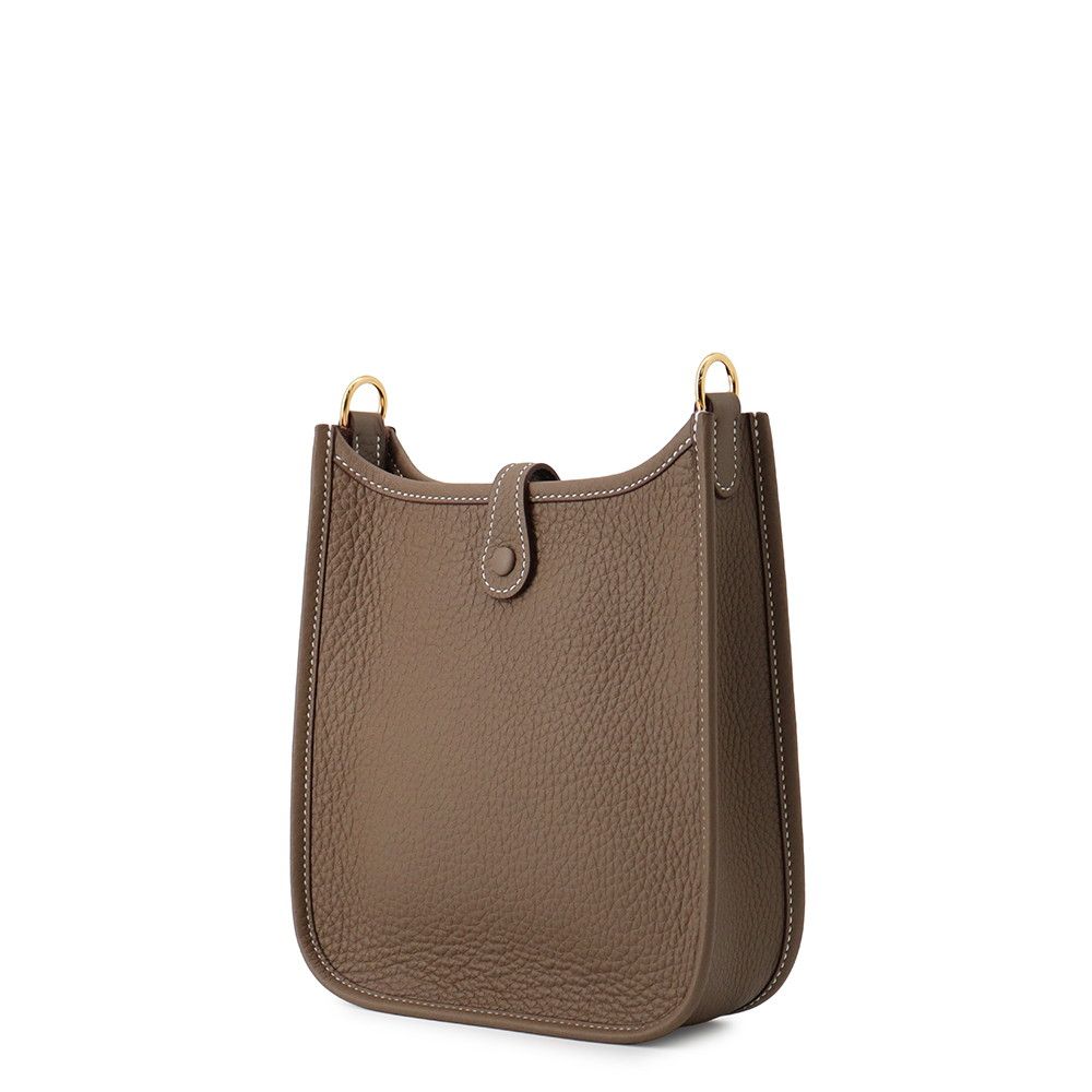 Hermes Evelyne TPM 111 Amazon Etoupe Blue Indigo Gold Taurillon Clemence — view 2