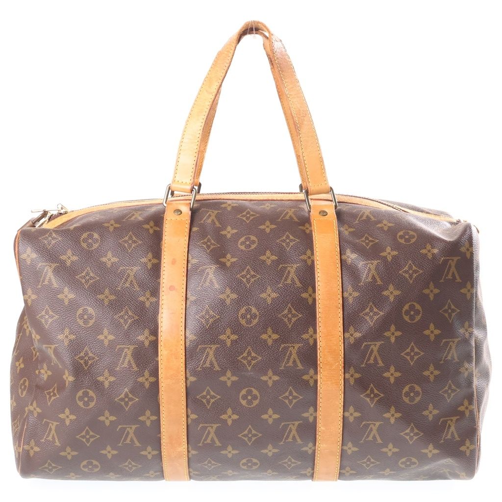 Louis Vuitton Monogram Keepall 45 Boston Bag Brown Leather Gold — view 2