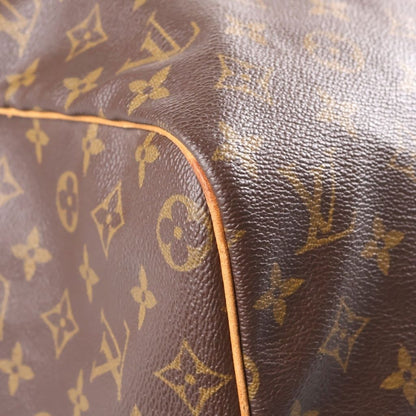Louis Vuitton Monogram Keepall 45 Boston Bag Brown Leather Gold — view 5