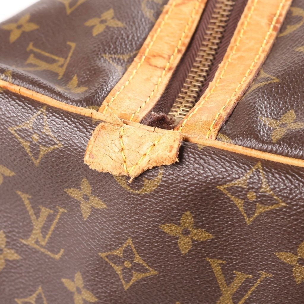 Louis Vuitton Monogram Keepall 45 Boston Bag Brown Leather Gold — view 7