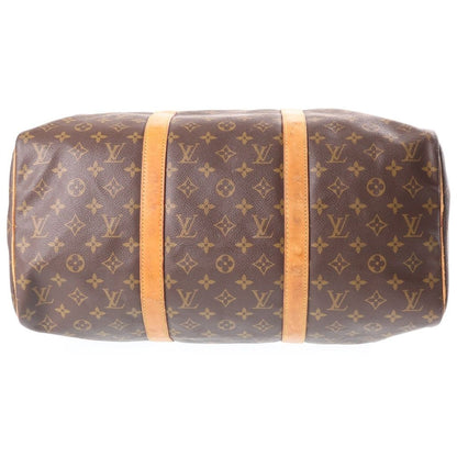 Louis Vuitton Monogram Keepall 45 Boston Bag Brown Leather Gold — view 4
