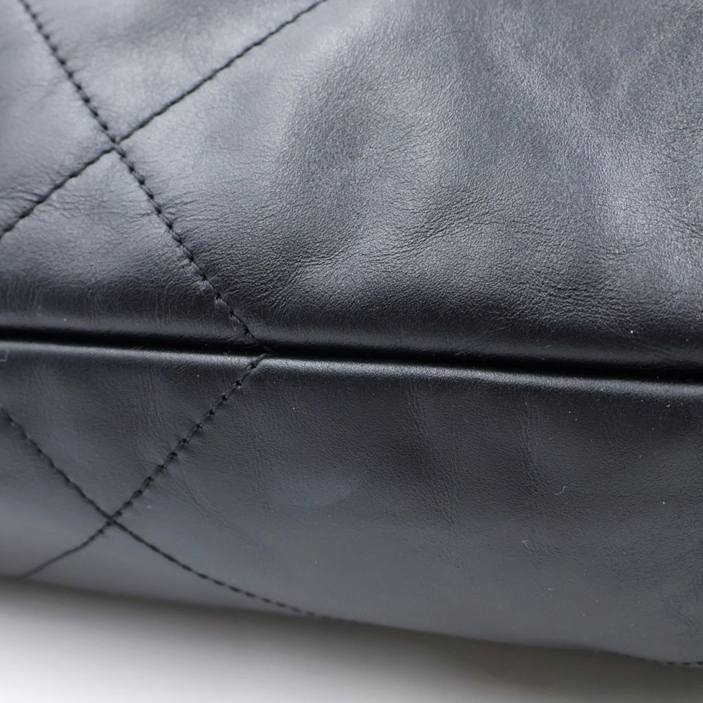Chanel 22 Backpack Handbag CC Logo Lambskin Sawblack — view 7