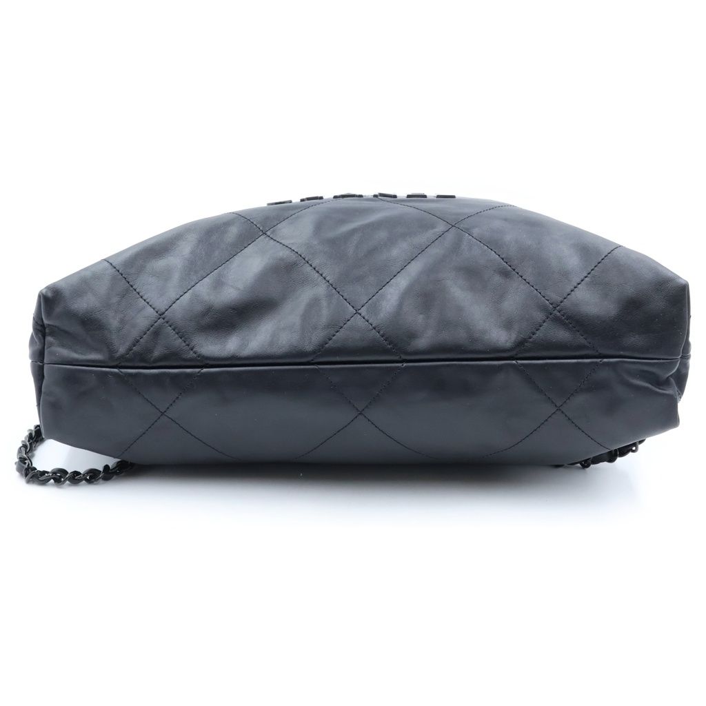 Chanel 22 Backpack Handbag CC Logo Lambskin Sawblack — view 4