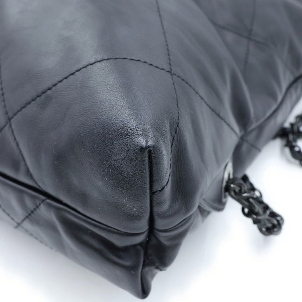 Chanel 22 Backpack Handbag CC Logo Lambskin Sawblack — view 5
