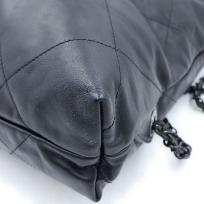 Chanel 22 Backpack Handbag CC Logo Lambskin Sawblack — view 5