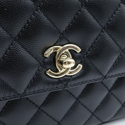 Chanel Top Handle XS 2-Way Chain Shoulder Bag Black Caviar Leather Plate Gold — view 7