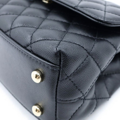 Chanel Top Handle XS 2-Way Chain Shoulder Bag Black Caviar Leather Plate Gold — view 5