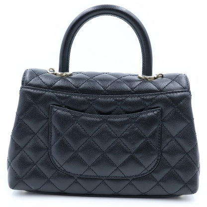 Chanel Top Handle XS 2-Way Chain Shoulder Bag Black Caviar Leather Plate Gold — view 2
