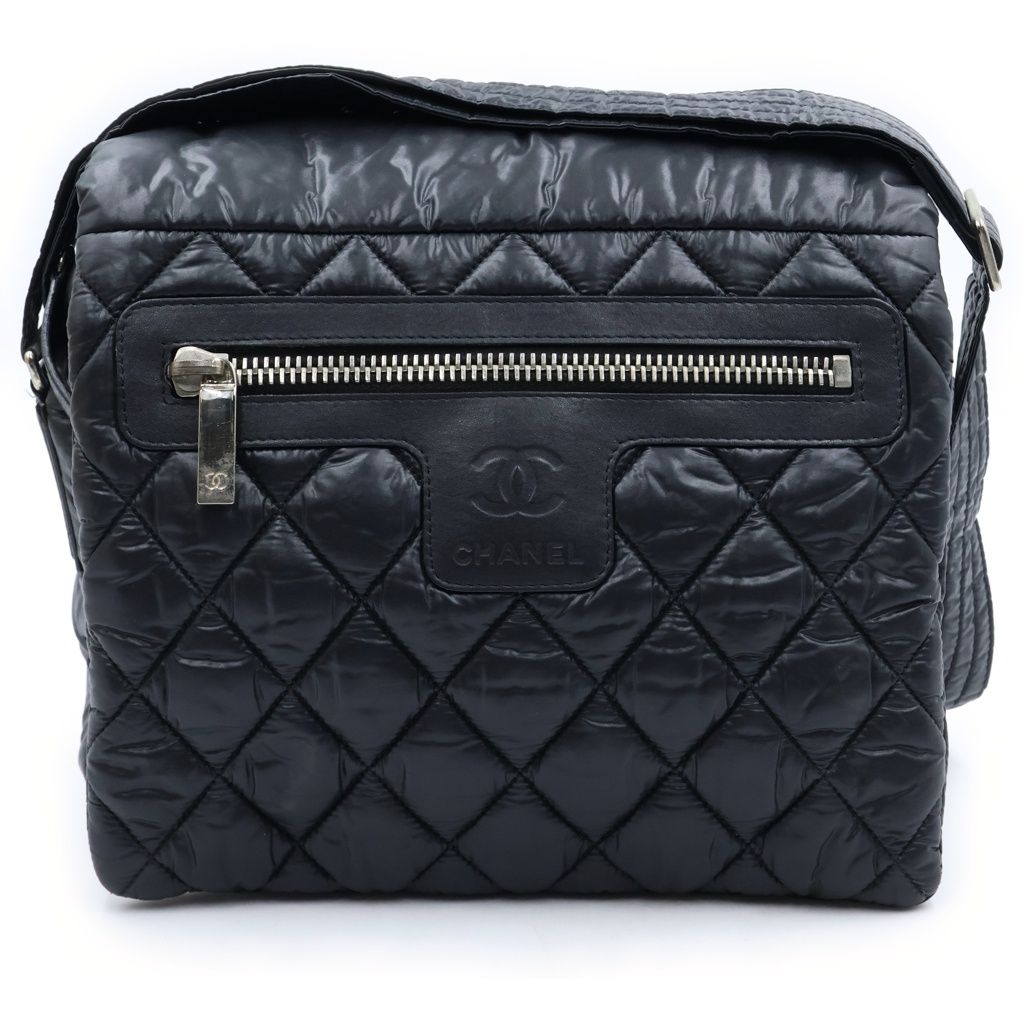 Chanel Coco Cocoon Small Shoulder Bag Black Silver Nylon