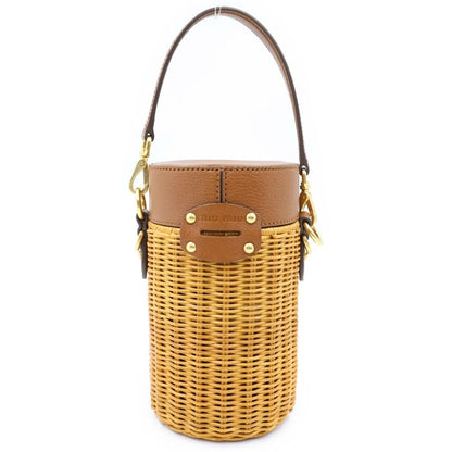 Miu Miu Straw Wicker Cross Belt Bag 2-Way Basket Brown — view 2