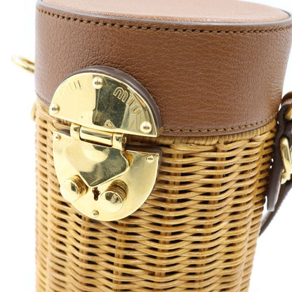 Miu Miu Straw Wicker Cross Belt Bag 2-Way Basket Brown — view 6